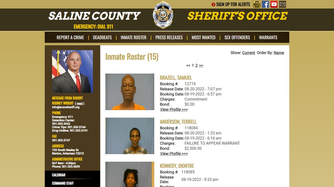 Inmate Roster - Released Inmates Booking Date Descending - Saline ...